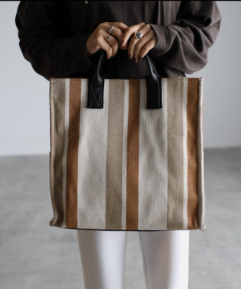 A4ダブルハンドルストライプトートバッグ 12-1074